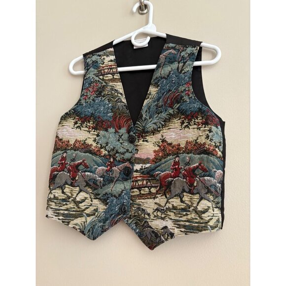 Vintage Clairbots Western Equestrian Tapestry Vest Size Men's Small UNISEX - Picture 4 of 13